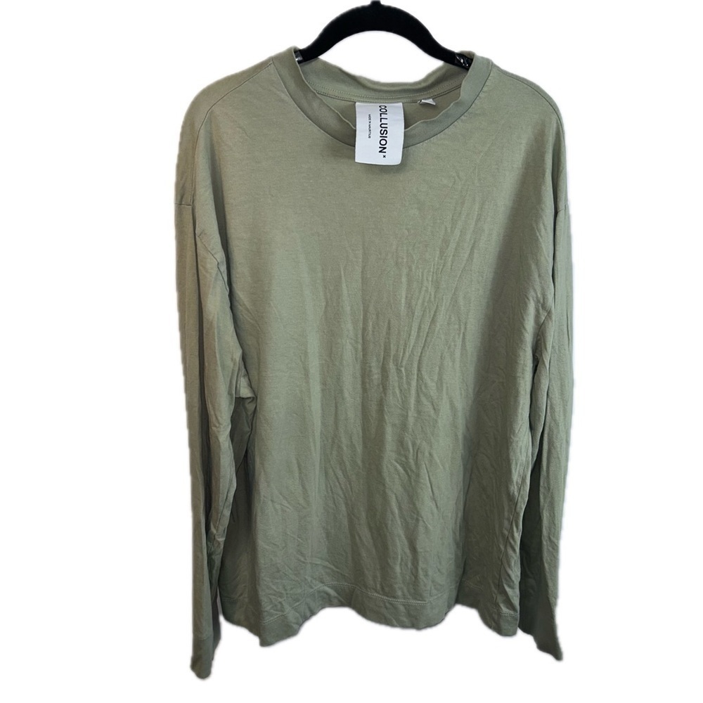 Asos Collusion Shirt Long Sleeve Pullover Top Unisex Mock Crewneck Casual Shirt